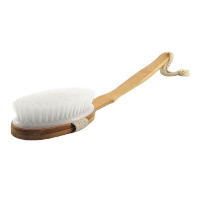 China Long Handle Bath Body Brush With Long Handle Bath Shower Scrubber Bamboo Sponge Plastic Hair Dectable Cleaning Brush for sale