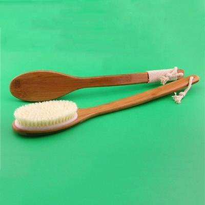 China Long Handle Eco Natural Dry Bamboo Plastic Hair Bath Brush With Long Handle PP Nylon Material For Back Rub Scrubber Massager for sale