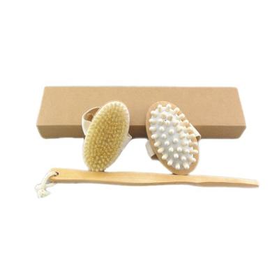 China Long Handle Body Brush Massager For Dry Skin Sweeping For Skin Exfoliating Bath Bamboo Brush With Long Handle for sale