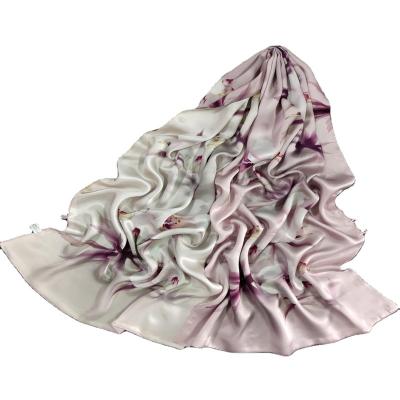 China Wholesale Christmas Gift Lady ab Scarves 170*53cm Luxury Custom Small Elegant Soft Silk Face Button Pure Silk Towel Women's Small Square Scarves 170*53cm for sale