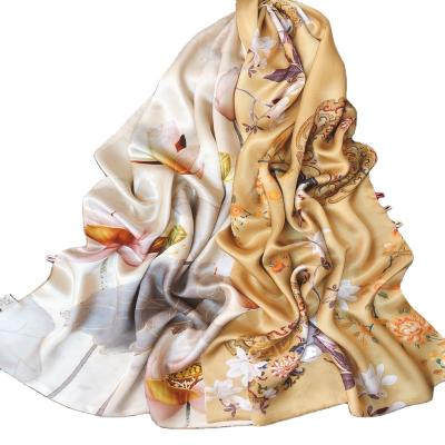 China Soft Elegant Luxury Christmas Gift Wholesale Custom Small Size Can Be Customized Brand Scarves 170*53cm Lady ab Face Button Silk Towel for sale