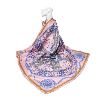 China 2021 Luxury Elegant Soft New Style Wholesale In 16 Mm Real Silk Double Sided Square Scarf 90*90cm Real Silk Small Square Scarf Ladies Twill for sale