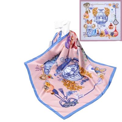 China 2021 luxury elegant soft new design custom made luxury printing 100% pure silk 90*90cm twill 90*90cm double sided ladies square scarf 16mm for sale