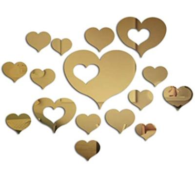 China 3D Love Heart Mirror Home Decor DIY Mirror Wall Sticker Creative Acrylic Wall Sticker Eco-friendly Decorative Wall Mirror 16 Pcs Wedding Decorative Wall Painting for sale