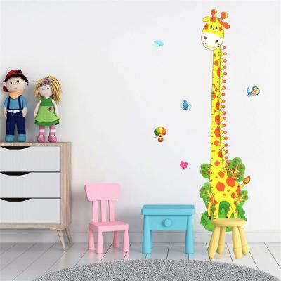 China Removable Waterproof+ECO-Friendly+Self-adhesive Cartoon Giraffe Height Sticker Measure Growth Chart Wall Sticker For Kids PVC Decal Art Wall Sticker For Nursery Decor for sale