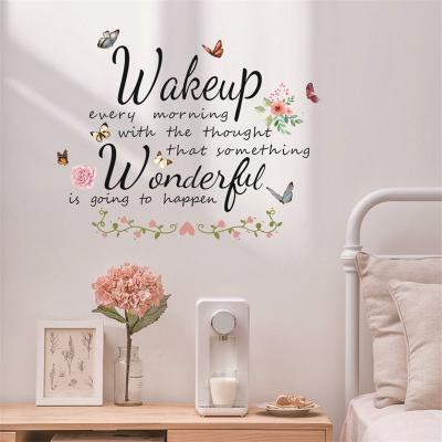 China Inspirational WALL STICKER Wall Decals Bedroom Decor Saying Quotes Wake Up Every Morning With The Thought Something Wonderful Is Going for sale