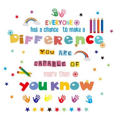 China Inspirational WALL STICKER Quotes Everyone Has An Opportunity To Make A Difference Colorful Rainbow Star Decals Diy Sketch Wall Stickers For Kids for sale