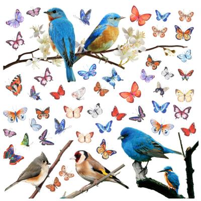 China Waterproof+Eco-friendly Custom Wall Sticker Multicolor Birds in Tree Wall Decals Window Stickers Electrostatic Vinyl Film Wall Glass Decor for sale