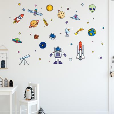 China Waterproof+Eco-friendly Glow in the Dark Rocket Spaceships Star Decal For Kid Cartoon Luminous Wall Sticker PVC Art For Nursery Kindergarten Decor for sale