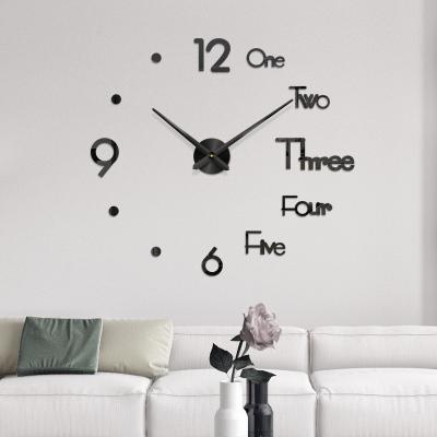 China Modern Design 3D Mirror Wall Clock Diy Quartz Watch Folder Antique Style Wall Clock Folder Luxury Home Decorative Modern Art 3D Clock for sale