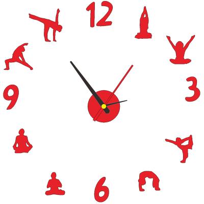 China Acrylic And EVA Wall Clocks Antique Style Yoga For Yoga Room 3D Wall Art Home Decal Removable Frameless Decorative Wall Clocks DIY Install for sale