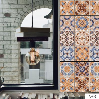 China Waterproof+Eco-friendly Vintage Style PVC Decals Art Wall Sticker Home Decor Water Proof PVC Tiles Wall Sticker For Kitchen Floor Furniture Decoration for sale