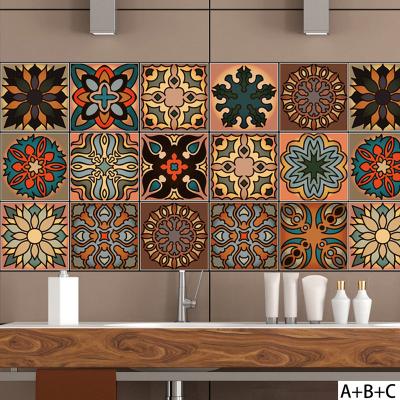 China Waterproof+Eco-friendly Moroccan Style High Quality PVC Tiles Stick Removable Home Decor Kitchen Bathroom Tiles Adhesive Decal Wall Stickers Decoration for sale