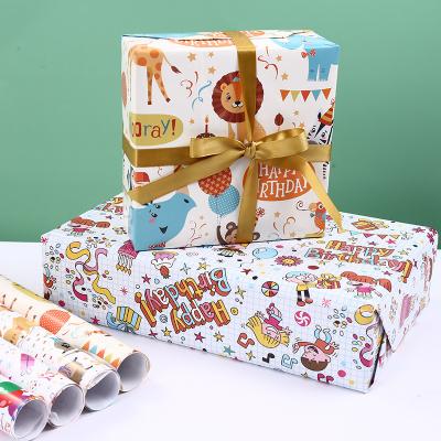 China Wholesale Recycled Birthday Cake Gift Wrapping Paper Shop Gift Box Cake Wrapping Paper Materials Happy Birthday Balloon Gift for sale