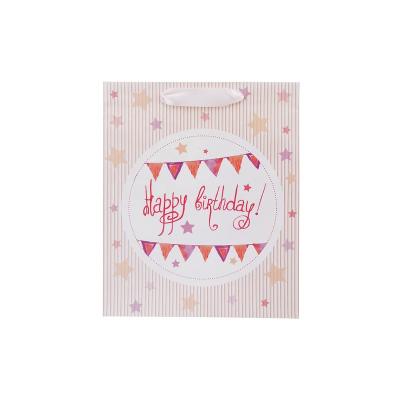 China Custom Recycled Materials Logo Kids Gift Bag With Handles Happy Birthday Cosmetic Gift Paper Bags For Girls for sale