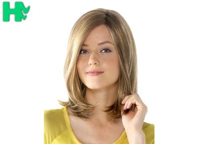 China Natural Looking Light Blonde Bob Wig With Bangs High Temperature for sale