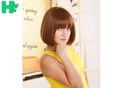 China Custom Silky Straight Synthetic Wig ,  Short Bob Wigs With Bangs for sale