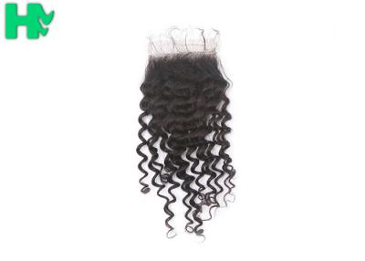 China 100% Human Hair Closure Deep Wave , Natural Black Brazilian Lace Closure for sale