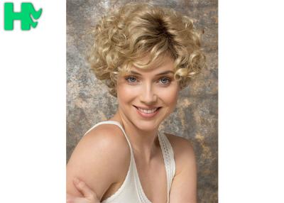 China Ladies New Stylish Synthetic Dark Blonde Short No lace Full Hair Wig for sale