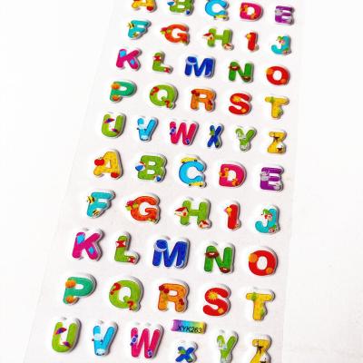 China Waterproof Custom Alphabet Letters Reusable Patch Baby Glitter Alphabet Phone Material Kawaii 3D Cute Book Covers Puffy Sticker For Kids for sale