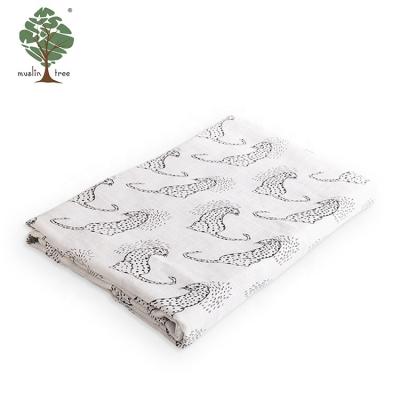 China Cute Animal Leopard Pattern Tree Muslin Anti-pilling Newborn Baby Wrap Warm Blanket Wrap for Kids for sale