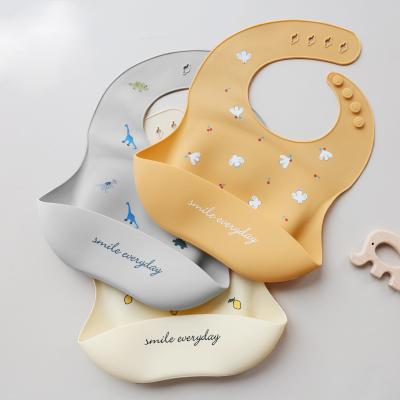 China Wholesale Custom Viable Food Grade Bpa Free Silicone Baby Adjustable High Quality Soft Waterproof Bibs for sale