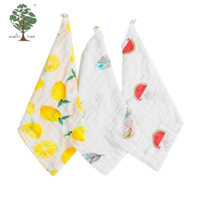 China New Soft And Breathable Baby Handkerchief Safy Soft And Breathable Printing Cartoon Designs Baby Handkerchief Cotton for sale