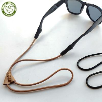 China Prevent Falling Prevent New Designer Custom Adjust Rugged Skid Men Whip Genuine Leather Glasses Strap Sunglass Strap String Monocle Holder Lanyards Chain for sale