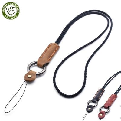 China Lanyard Clasp and Detachable Key Chain Custom Detachable Metal Ring Logo and String ID Card iPod Camera Neck Cell Phone Strap Genuine Leather Key Chain Lanyard Retro for sale