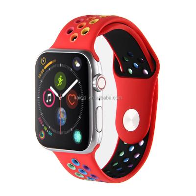 China 9 Color Woven Rainbow Adjustable Breathable Band 38 40 42 44 Mm Sport Bands Loop For Apple Watch Series 7/6/5/4/3/2/1 for sale