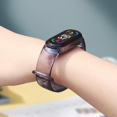 China Latest Gradient Color Sunlight Color Changing Clear Silicone Strap For Xiaomi MI Band 3 Smart Watch Wristband 4 5 6 for sale