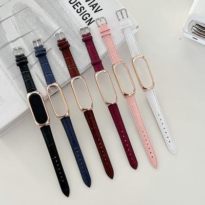 China Luxury High Quality Crocodile Pattern Leather Watch Strap Band For Xiaomi MI Smart Band 3 4 5 6 7 for sale