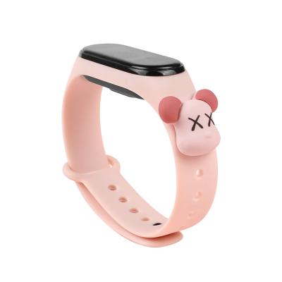 China Skin Friendly Hot Animal Logo Silicone Watchbands For Xiaomi MI Band 3 4 5 6 7 for sale