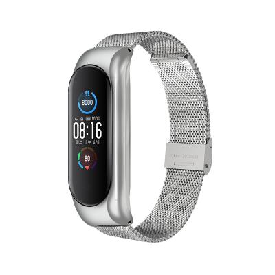 China Newest Stylish Stainless Steel Strap For MI Band 3 4 5 Metal Milanese Strap 6 With Metal Buckle for sale