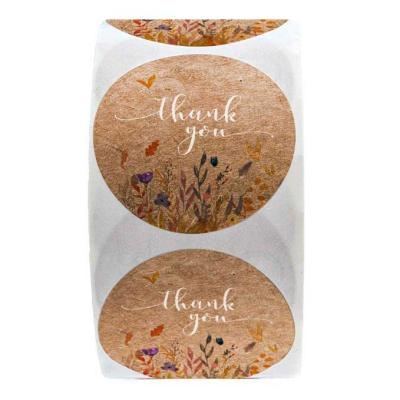 China Waterproof Custom Printed Logo Labels Sticker Kraft Paper Label Printing Round Roll Label Stickers for sale