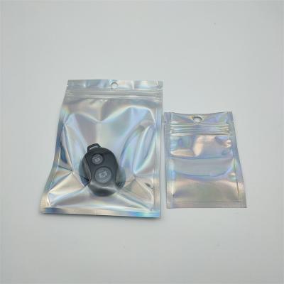 China Eco Friendly Wholesale Moisture Proof Zipper Bag For Clothing Wig Packaging With One Side Clear One Side Hologram Foil for sale