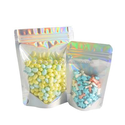 China Disposable Hologram One Side Ziplock Bag One Side Hologram Food Grade Hologram Foil Mylar Plastic Packaging Clear Body Scrub Packaging Pouch for sale