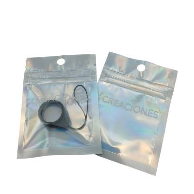 China Disposable Privates Printing One Side Clear Zipper Plastic Zip Lock Make Up Bags Hologram Mylar Bags For Eye Lash Lips for sale