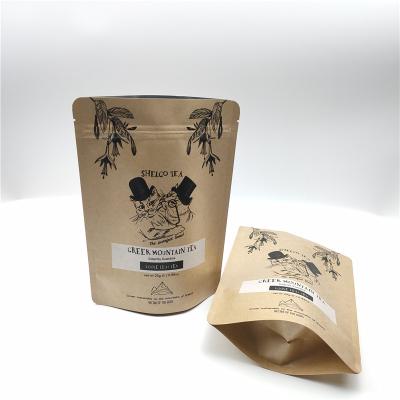 China Recyclable Custom Printed Ziplock Bags Foil Lined Brown Kraft Paper Bag For Coffee Packaging With Valve for sale