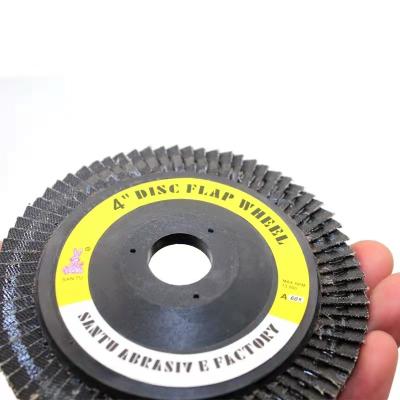 China Long Life Santu Flap Disc Grit 60# Fin Wheel With Small Plastic Cover for sale