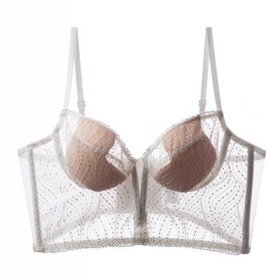 China 2022 summer new lace push ups breathable embroidered bra wire bra vest style French soft thin bra women for sale