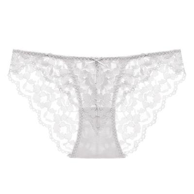 China Transparent Ladies Sexy Breathable Comfortable Breathable Panties Lace Low Waist Briefs Plus Size Women's Panties for sale