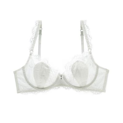 China Breathable Best Selling Transparent Sexy Lace Bra For Women's Embroidery Flowers With Little Padded Comfortable Sexy Bra for sale