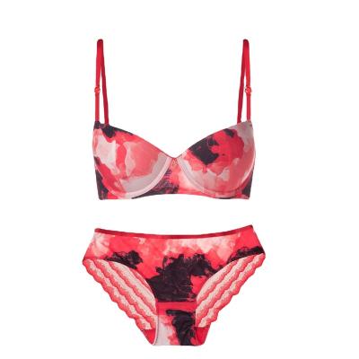 China Breathable Factory Direct Supply Camouflage Smooth Tie Dyed Print High Quality Since C D Cup Sexy Lift Up Ladies Underwear Women Bra And Panties Set for sale