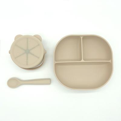 China Three Piece Baby Tableware Silicone Children's Food Extra Set for sale