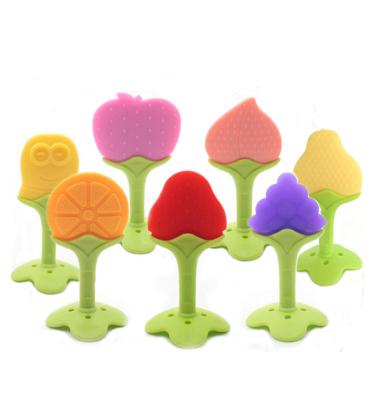 China Baby Silicone Molar Teether, Fruit Shape, Two Color Molar Teether Stick for sale