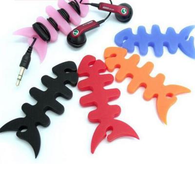 China For Earphone Fishbone Earphone Holder Wrap For Iphone, iPod, Mp3, Mp4 Player, Silicone Earphone Cable Winder for sale