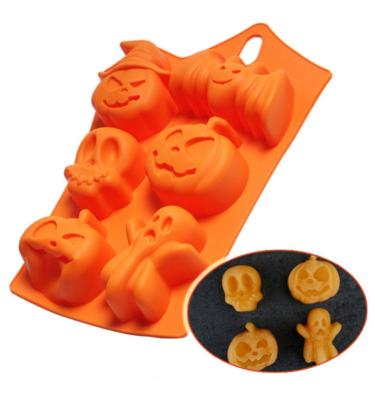 China Sustainable Silicone Cake 6 Hole Halloween Doll Pumpkin Bake DIY Mold for sale