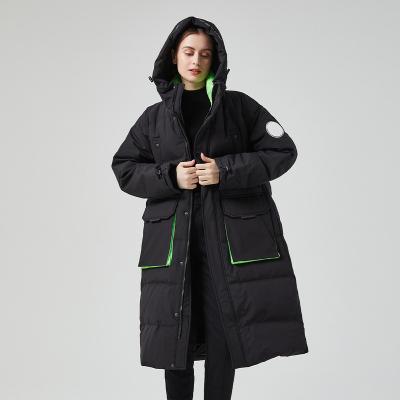 China Long Hooded Winter Waterproof Coat OEM Outdoor Casual Windproof Windproof Down Loose Jacket For Women for sale