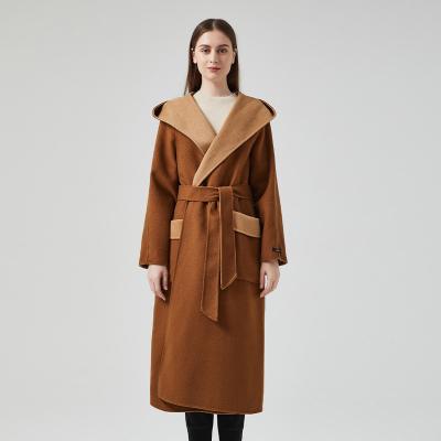 China OEM Breathable Women's High Quality Winter Clothes Ladies Woolen Cashmere Women's Long Coat Hooded Coat for sale